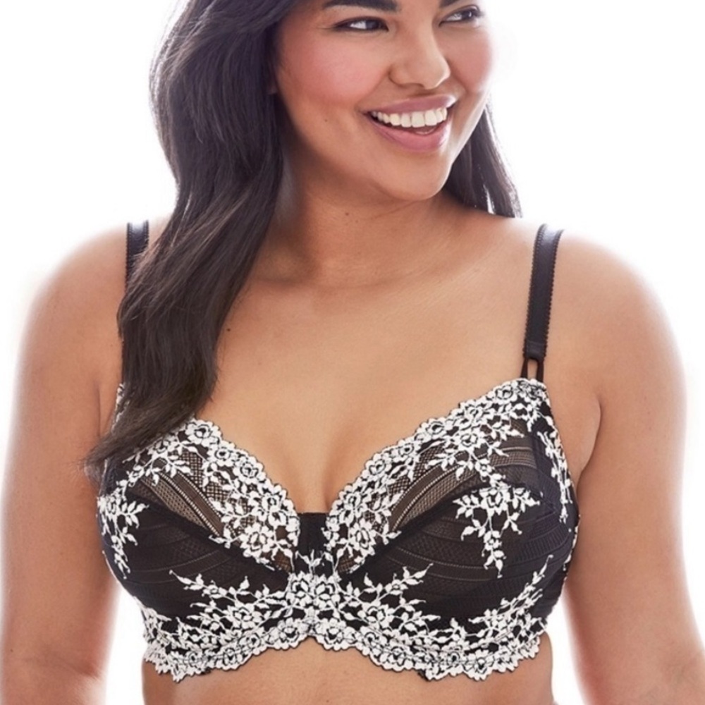 Wacoal Embrace Lace Black & Ivory Underwire Style 65191 Bra Sz 34D